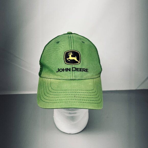 John Deere Men Trucker Hat Green Mesh Snapback K Products Vintage Cap Distressed - Picture 1 of 8